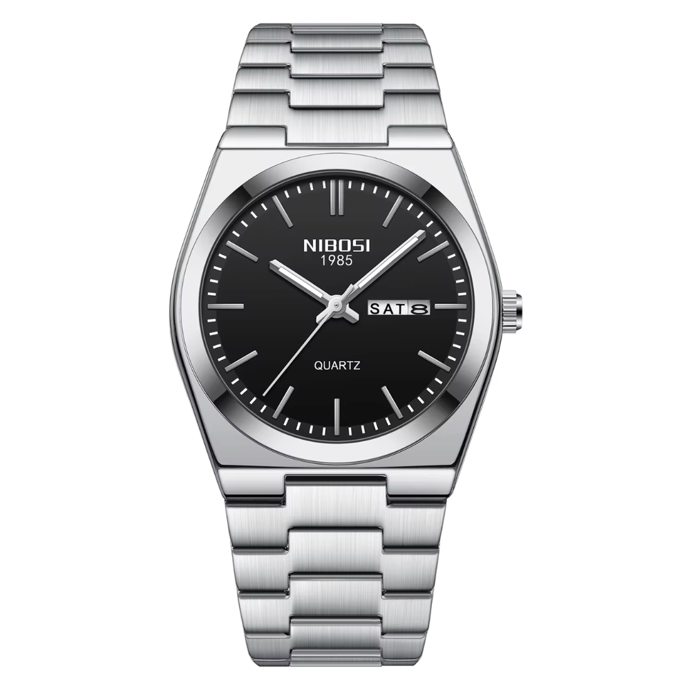 Nibosi Men's Watch - Silver Black