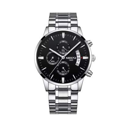 Nibosi PR Men's Watch - Silver Black