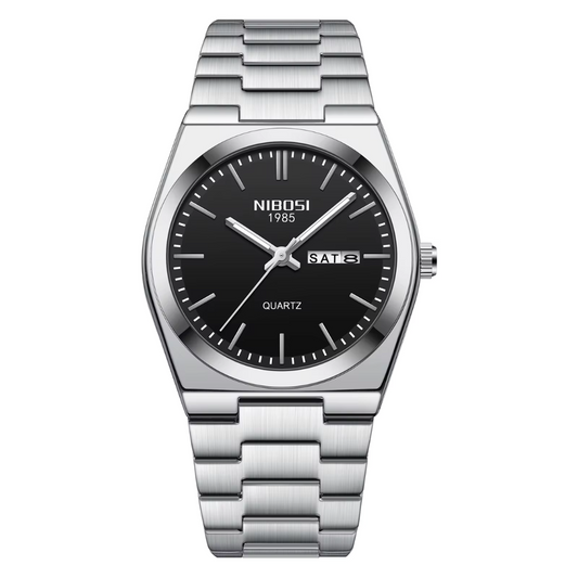 Nibosi Men's Watch - Silver Black