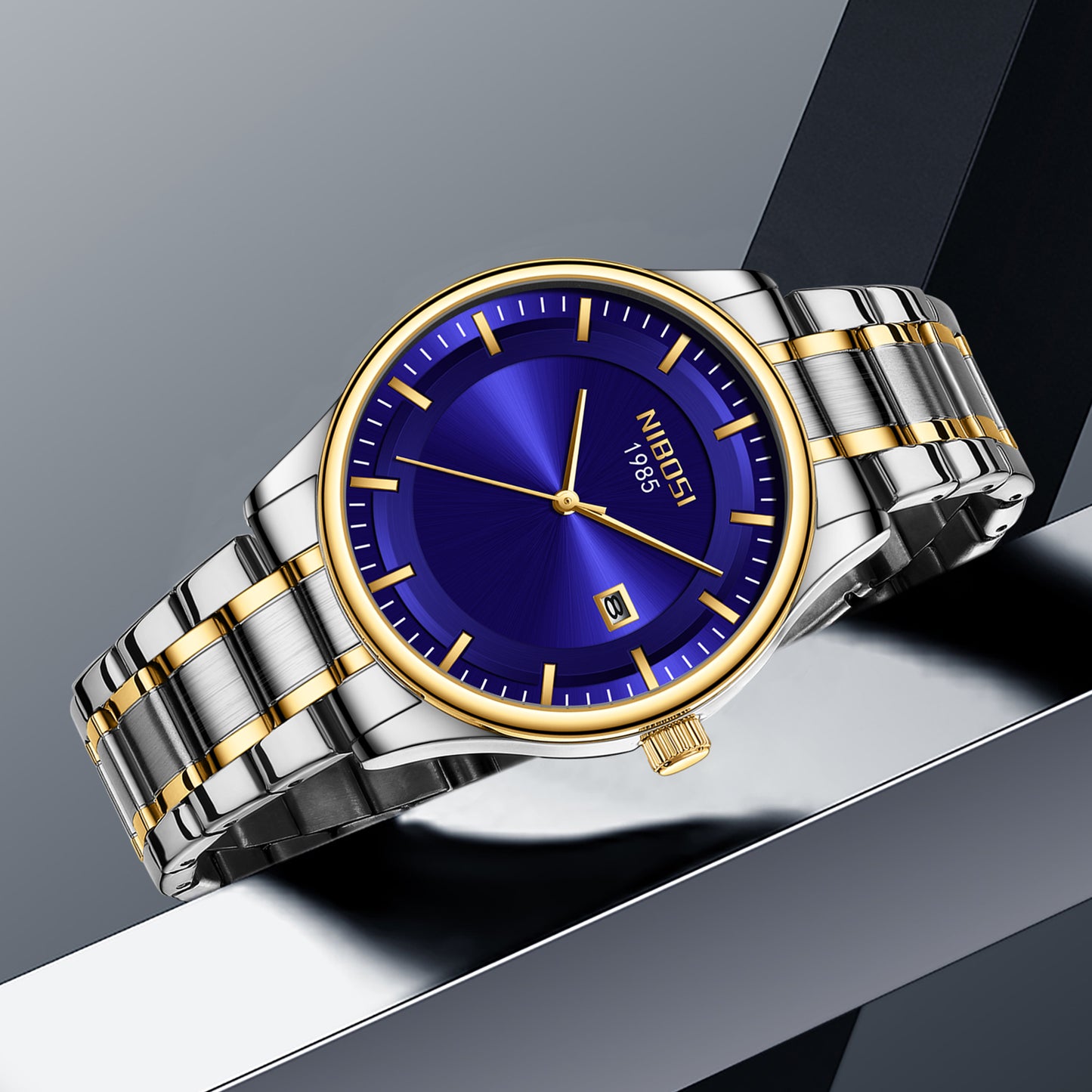 Nibosi two tone watch - silver gold