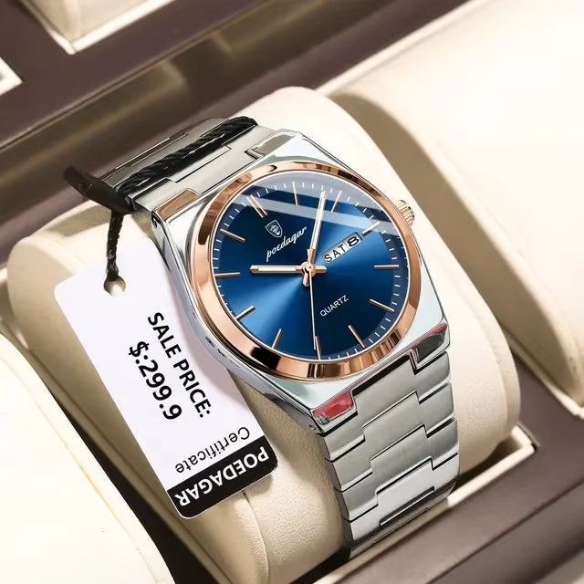 Poedagar Men's Watch - Rose Gold/Blue