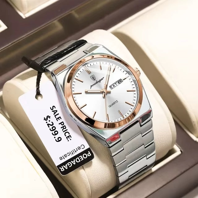 Poedagar Men's Watch - Rose Gold/Silver