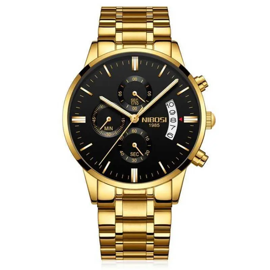 Nibosi PR Men's Watch - Gold Black