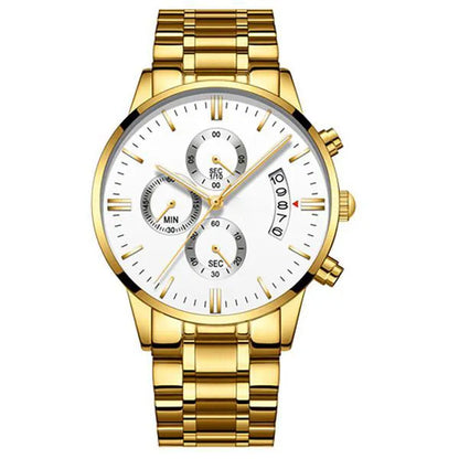 Nibosi PR Men's Watch - Gold White